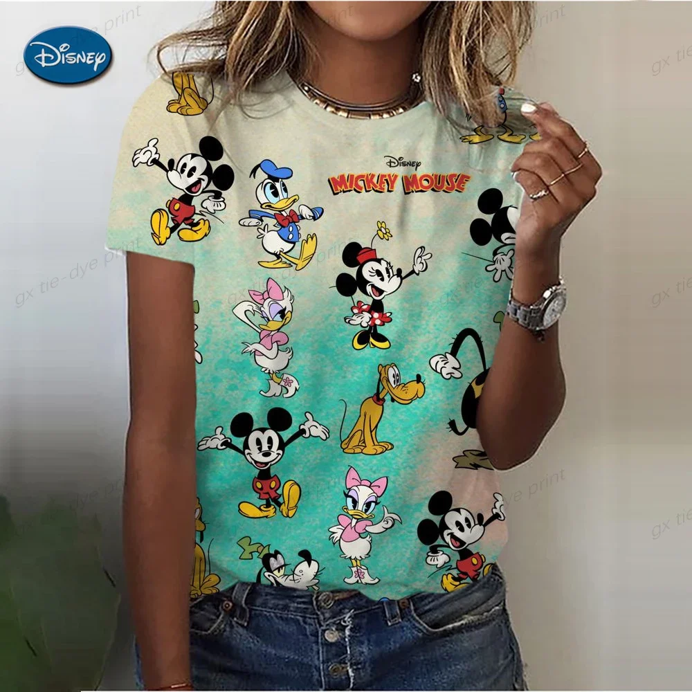 Disney Mickey Mouse Summer T Shirt for Women mother and daughter  T-shirt Round Neck Clothes Pulovers Top Graphic T Shirts