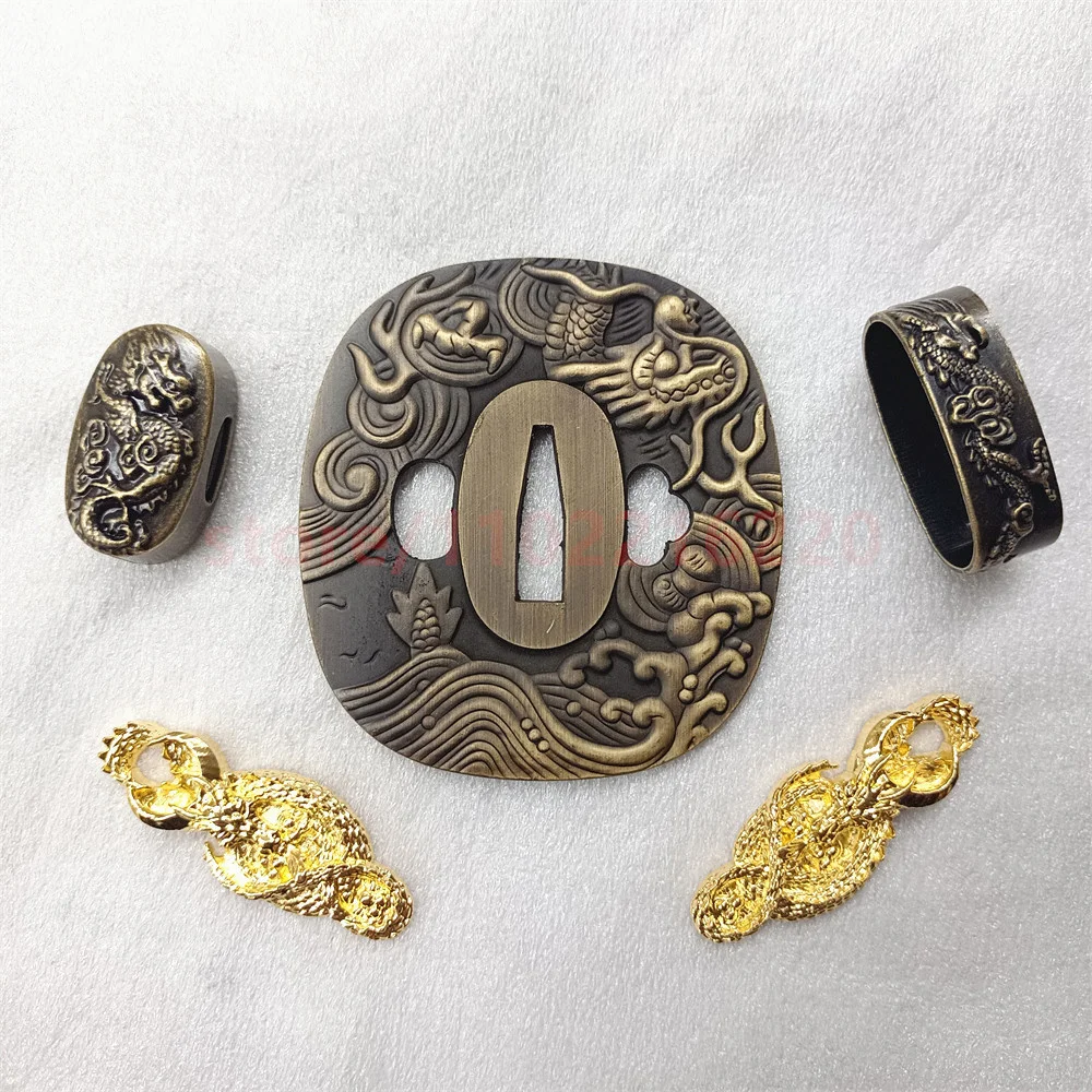 A Set Wonderful Alloy Tsuba Handguard Guard Fuchi Kashira Menuki For Japanese Real Japan Samurai Katana Sword Fittings Dragon