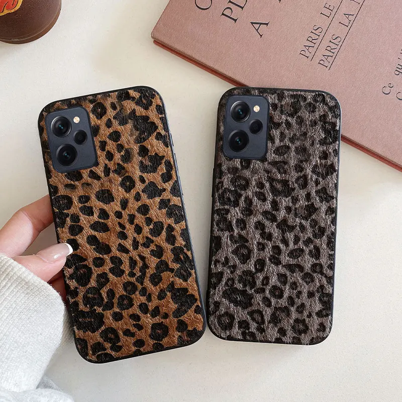 Luxus Leopard Leder Plüsch Strukturierte Telefon Fall Für Xiaomi Redmi Hinweis 11 12 13 Plus Pro + 4G 5G 11S 12S Stoßfest Soft Cover