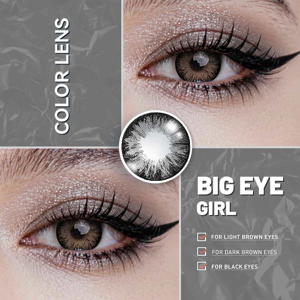 VISUASHOW natürliche schwarze farbige Kontaktlinsen 1 Paar 14,2 mm halbjährig weich für tägliches Augen Make-up – Detail 4