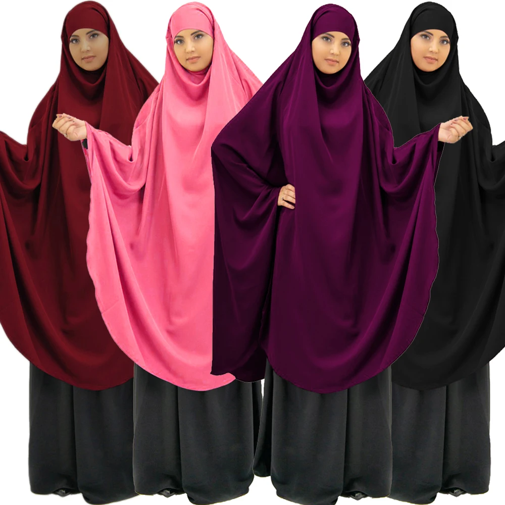 

One Piece Large Khimar Prayer Hijab Garment Overhead Niqab Muslim Women Dress Abaya Burqa Robe Kaftan Ramadan Worship Service