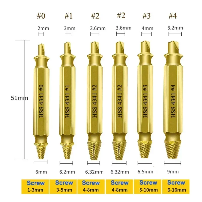 Imagem -03 - Extratores de Parafuso Danificado Extrator Broca Conjunto Removedor de Parafuso Quebrado Extrator Facilmente Tirar Ferramentas de Demolição Peças