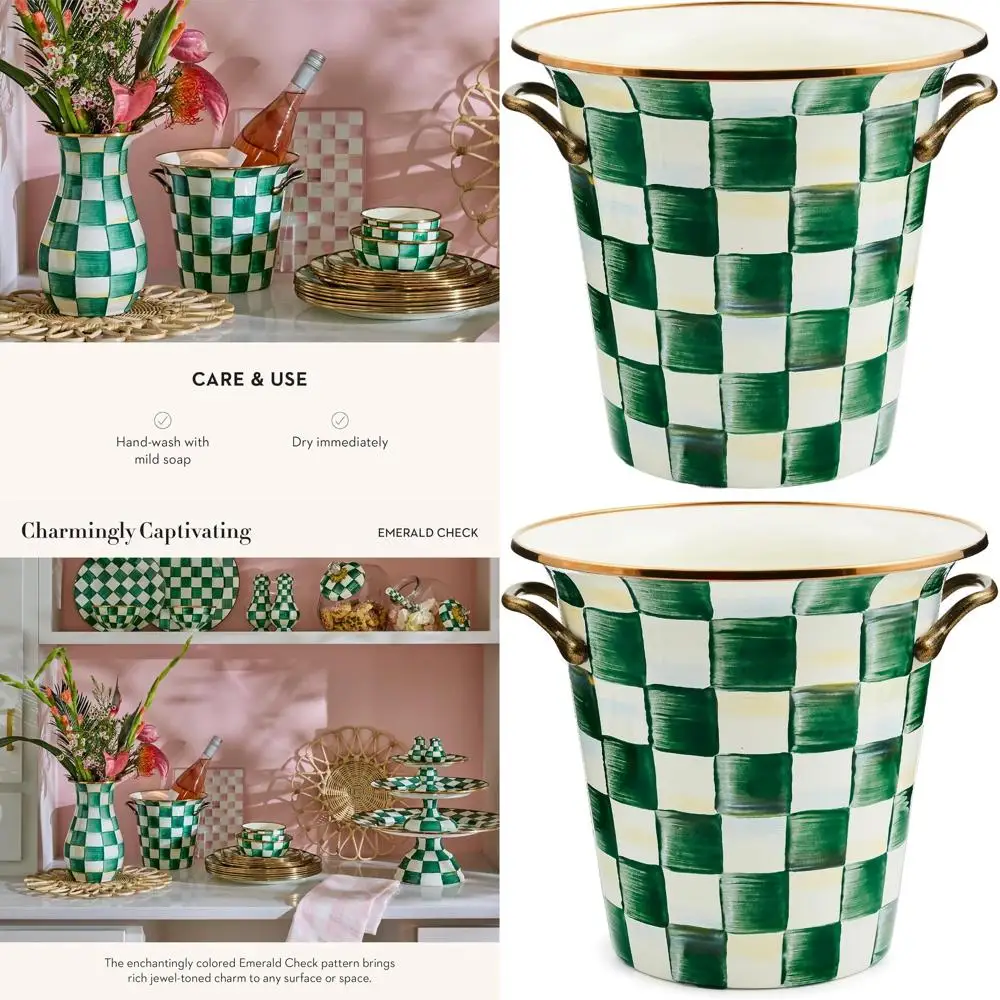 

Chilled Beverage Bucket, Classic Green & White Stripes