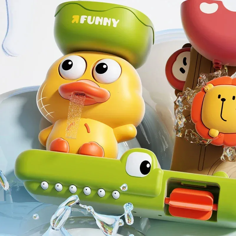 새로운 어린이 목욕 장난감 오리 회전 눈 사자 물레방아 샤워 욕조 흡착판 선물