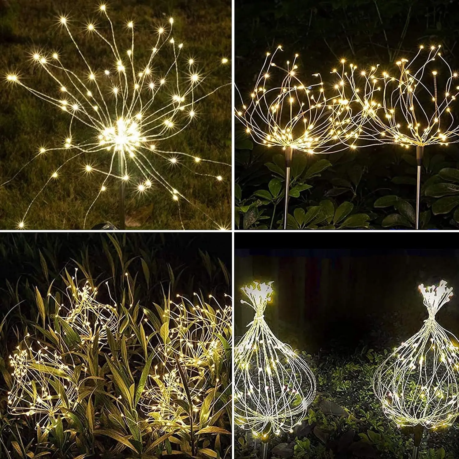 LED Solar Fireworks Lights, 200LEDs, IP65 Impermeável, Natal, Pathway, Festas, Decorações de Jardim, Outdoors Lights, Lawn Lamps