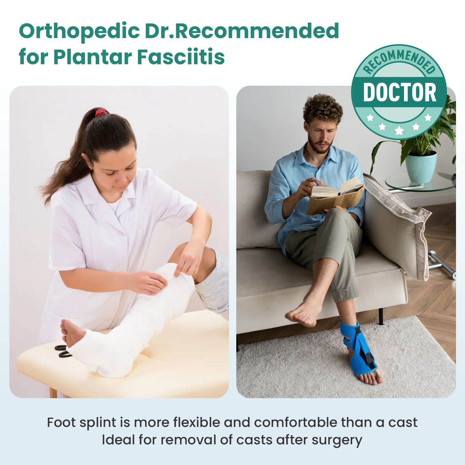 Tutore per caviglia regolabile blu Fascite plantare Stecca notturna Tutore per piede cadente Fascite plantare Piede per arco Supporto per tendine di Achille