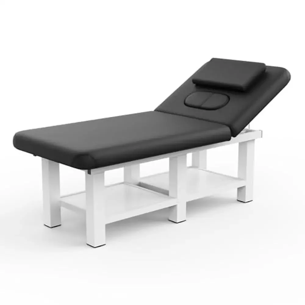 

Professional Stationary Massage Table with Humanized Chest Opening Design Heavy Duty Metal Frame Spa Facial Bed Durable PU