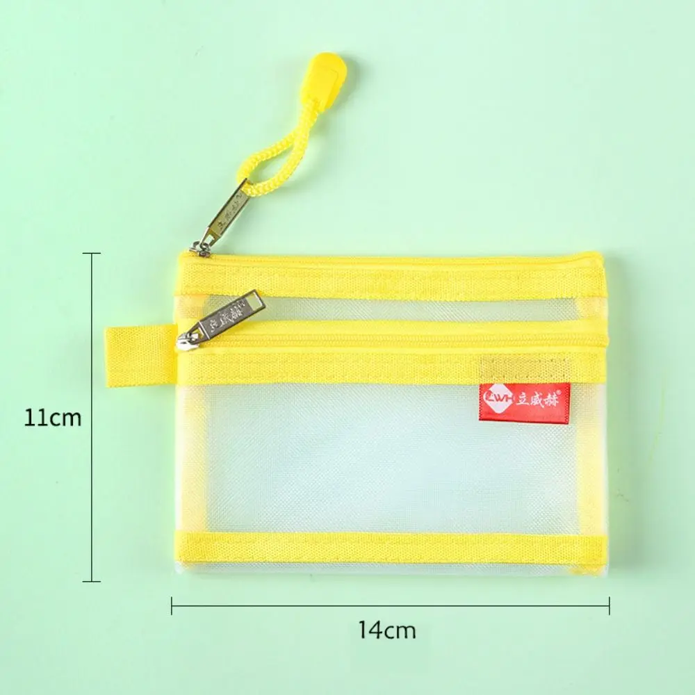 Portable Bus ID Credit Card Storage Bag Small Mesh Double Layer Coin Bags Money Wallet Purse Earphone Cable Line Organizer Pouch