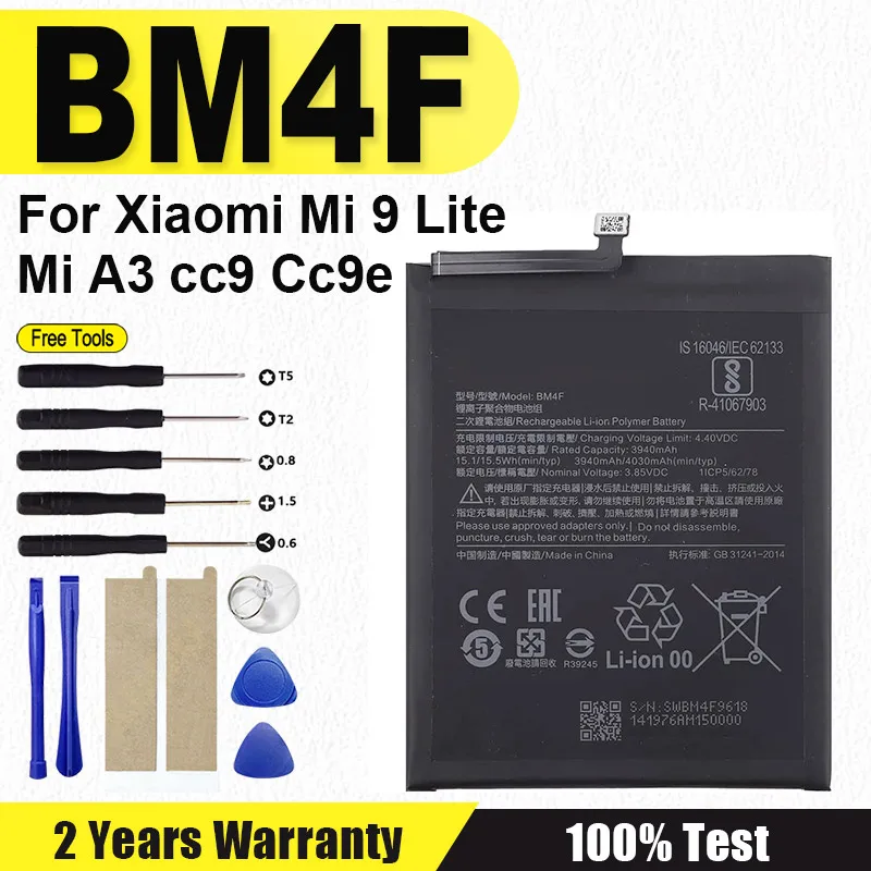 

BM4F 4030 мАч аккумулятор для Xiaomi Mi A3 CC9 CC9e Mi 9 Lite высококачественные сменные аккумуляторы для телефона + инструменты