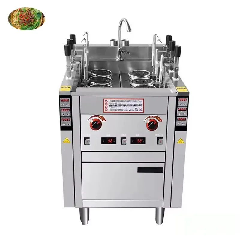 

New design 6-head noodle pasta cooker Automatic lifting pasta cooker