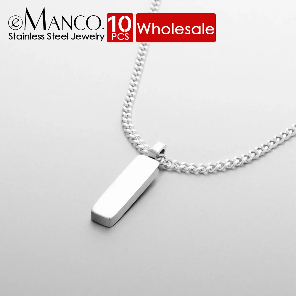 

eManco 10PCS Stainless steel Men's Titanium Steel chain Minimal Pendant Necklace Collarbone Chain Waterproof Jewelry Wholesale