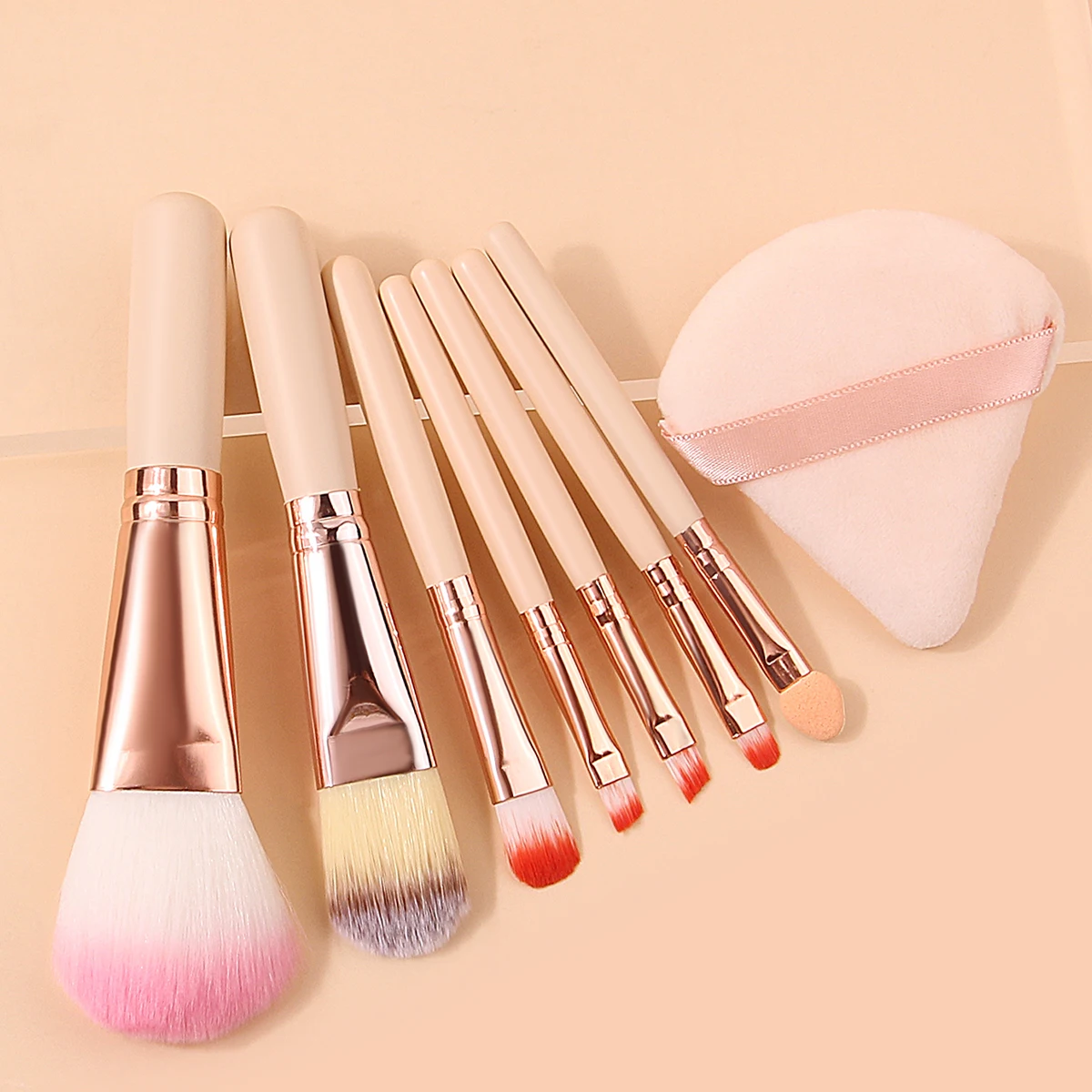 Conjunto de pincéis de maquiagem portátil, 8 peças, solto, gesso, sombra, multiuso, pincel de maquiagem facial, triângulo, esponja, sopro de pó