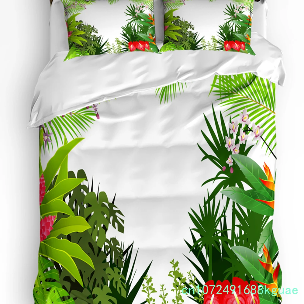 Plant Green Rattan Leaves Printed Comfort Duvet Cover Pillow Case Home Textile Quilt Cover Boy Kid Teen Girl 3pcs Bedding Set