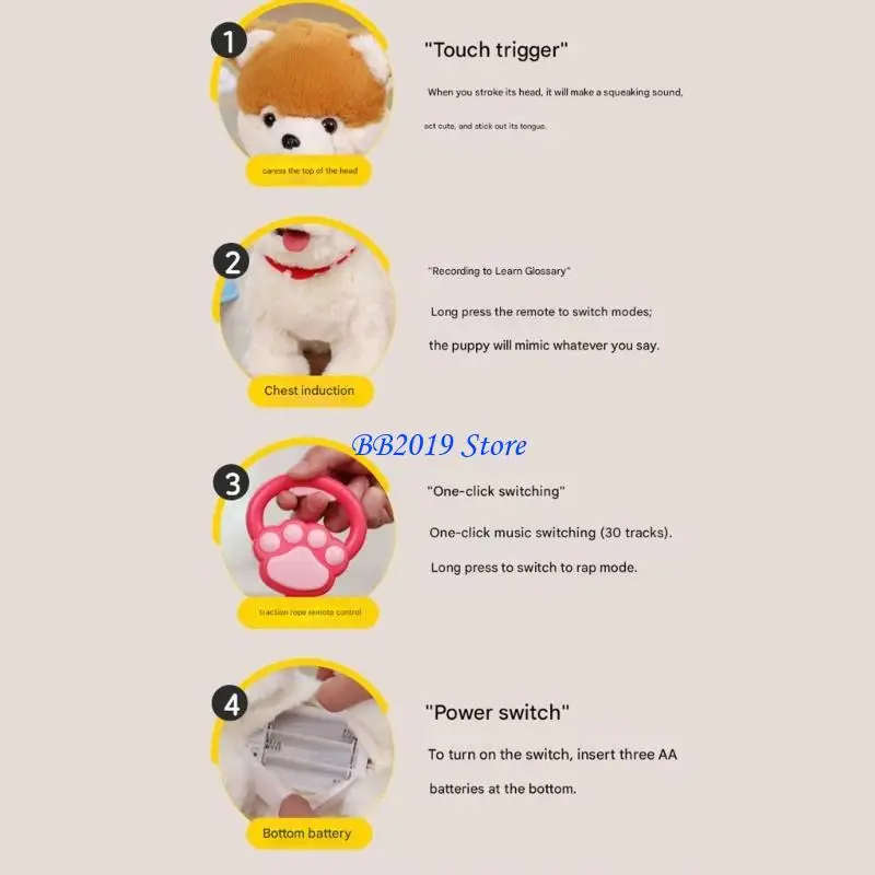 

Q0KB Interactive Plush Electric Animal Toy With Realistic Sound And Robot Action For Toddler Pretend Play Raise A Pet Toy