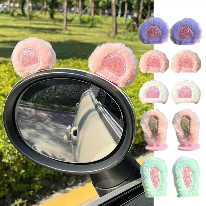 

Bunny Ears Car Rear View Mirror Car Rearview Mirror Decor Lovely Rabbit Ear 3D Stickers Autos Rearview Mirror Accessories