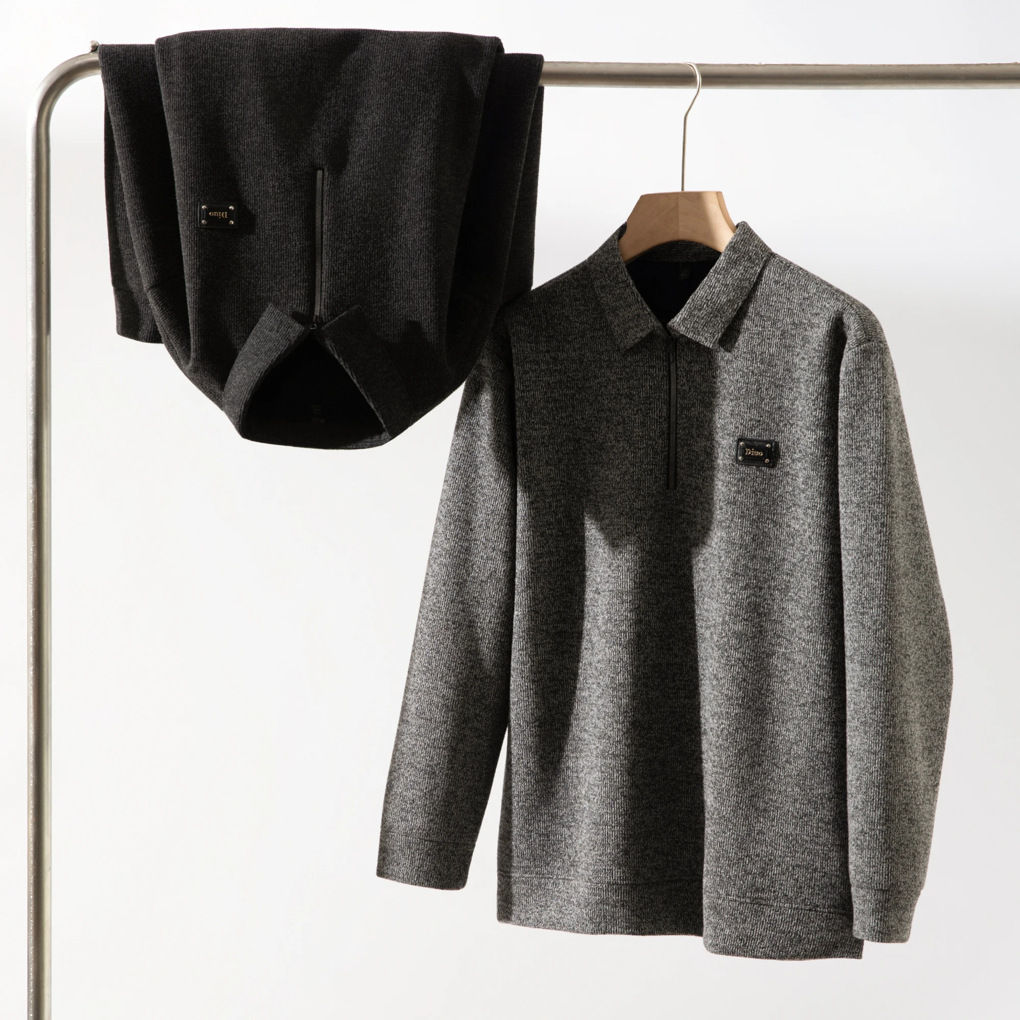 

Ele Gentleman Soft Cozy Men's Faion Casual Busin Collar f Zip Knitted Sweater Polyester Fiber Long Sve