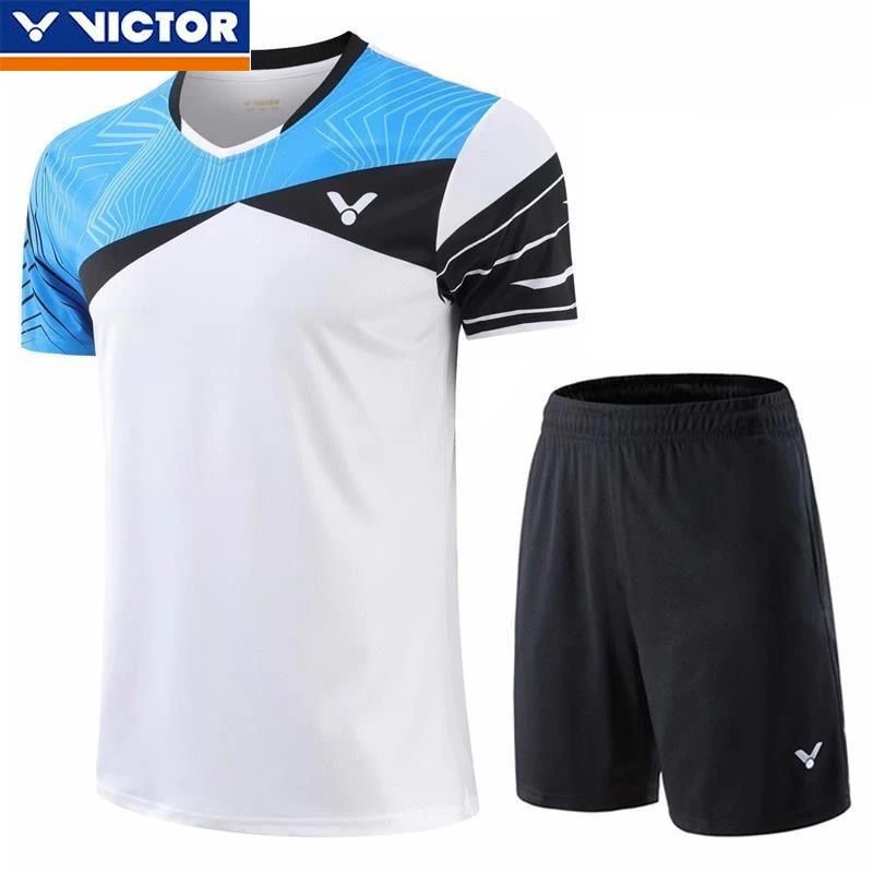 Victor 2024 Summer New Unisex Quick Drying Badminton Sports Short Sleeved Top Paired with Shorts Set