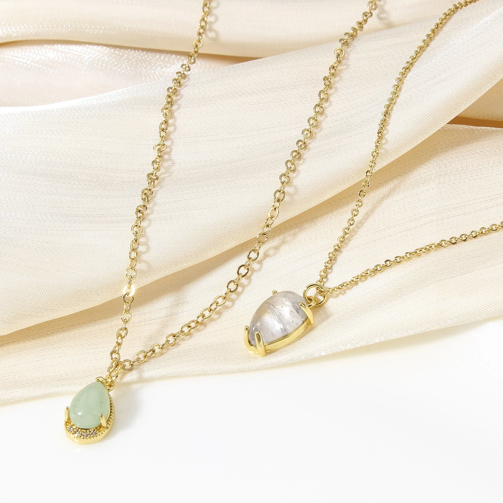1pc Bohemian Style Copper Charms Gold Color Imitation Gemstones Heart Multicolor Pendant DIY Necklace Women Jewelry Findings