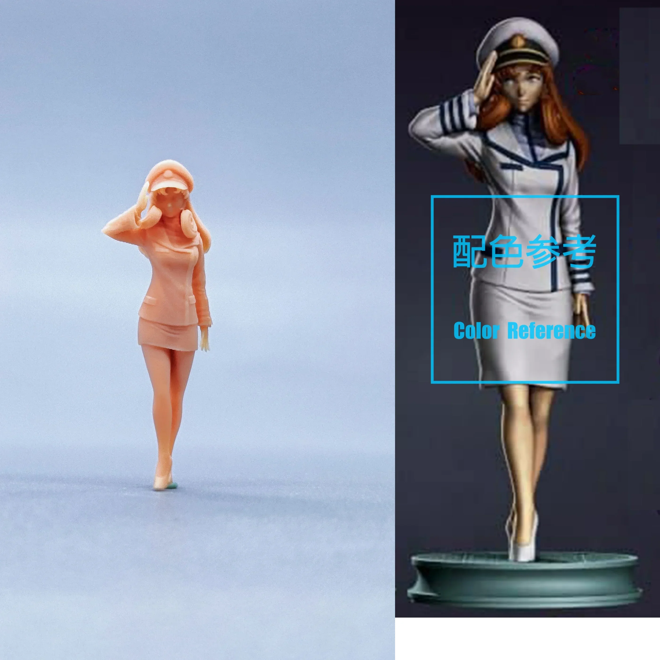 1/64 Figuren Maßstab Modell Harz Lisa Salutes Das Mädchen in Uniform Ungefärbte Miniaturen Diorama Handbemalt W325