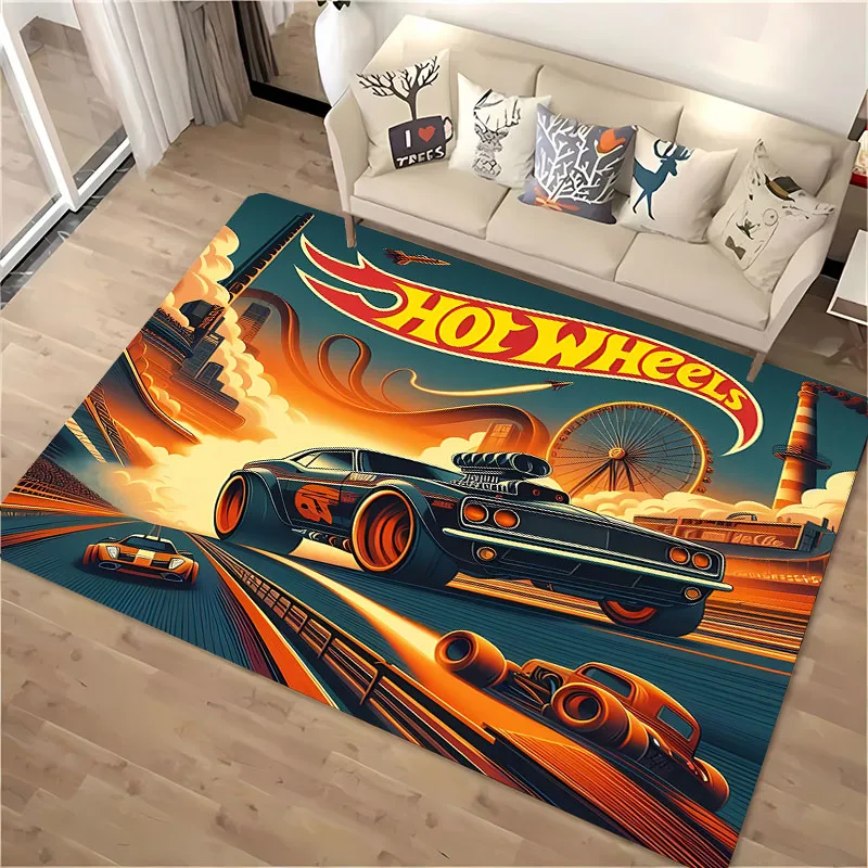 Precious Memory H0T Wheels Printing Carpet for Living Room Bedroom Hallway Alfombra Anti-slip Rug Sofa Doormat Home Decor Tapete