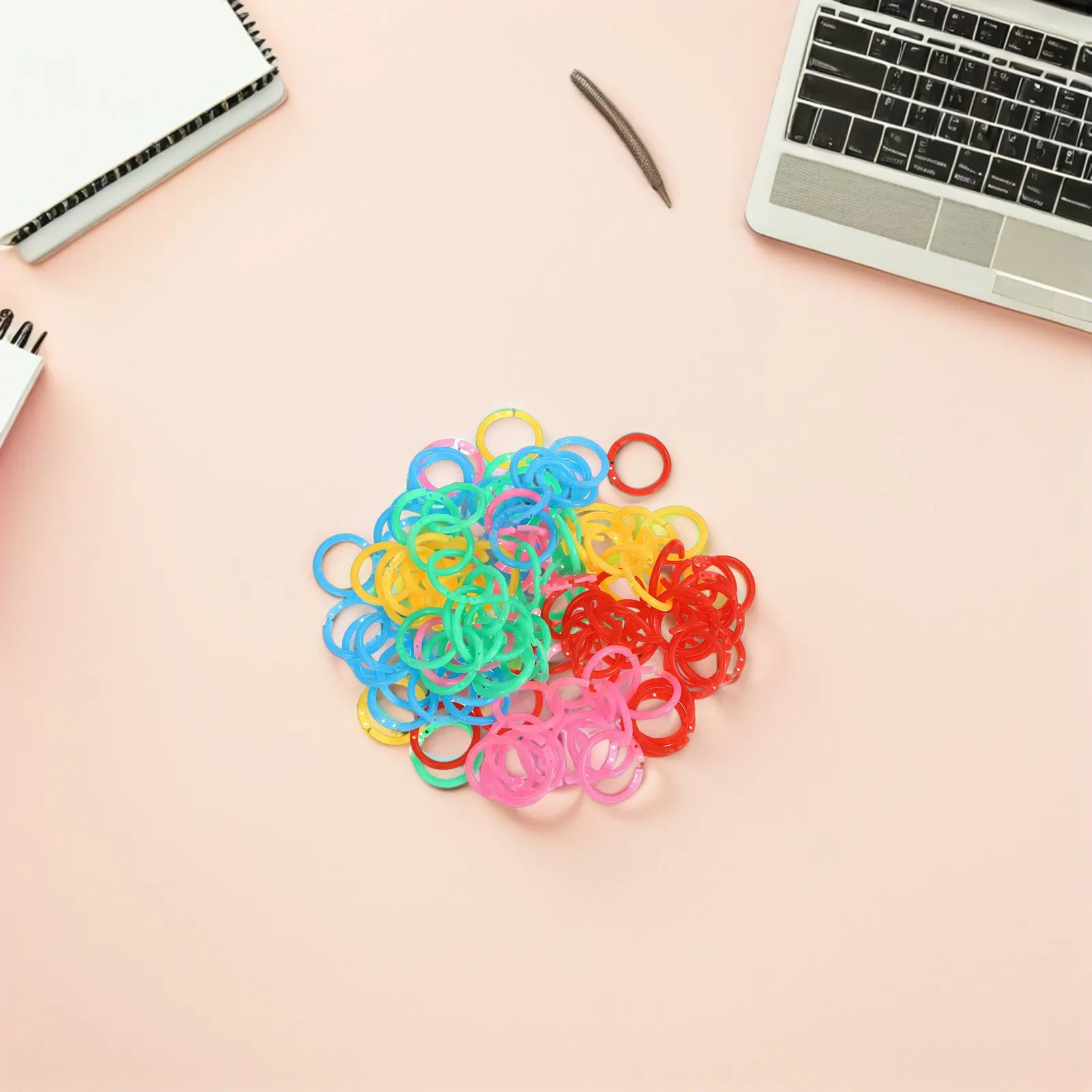 

300Pcs Multi Color Loose Leaf Binder Rings Plastic Binder Rings for Index Cards Flashcard Organizing Notebook Clips