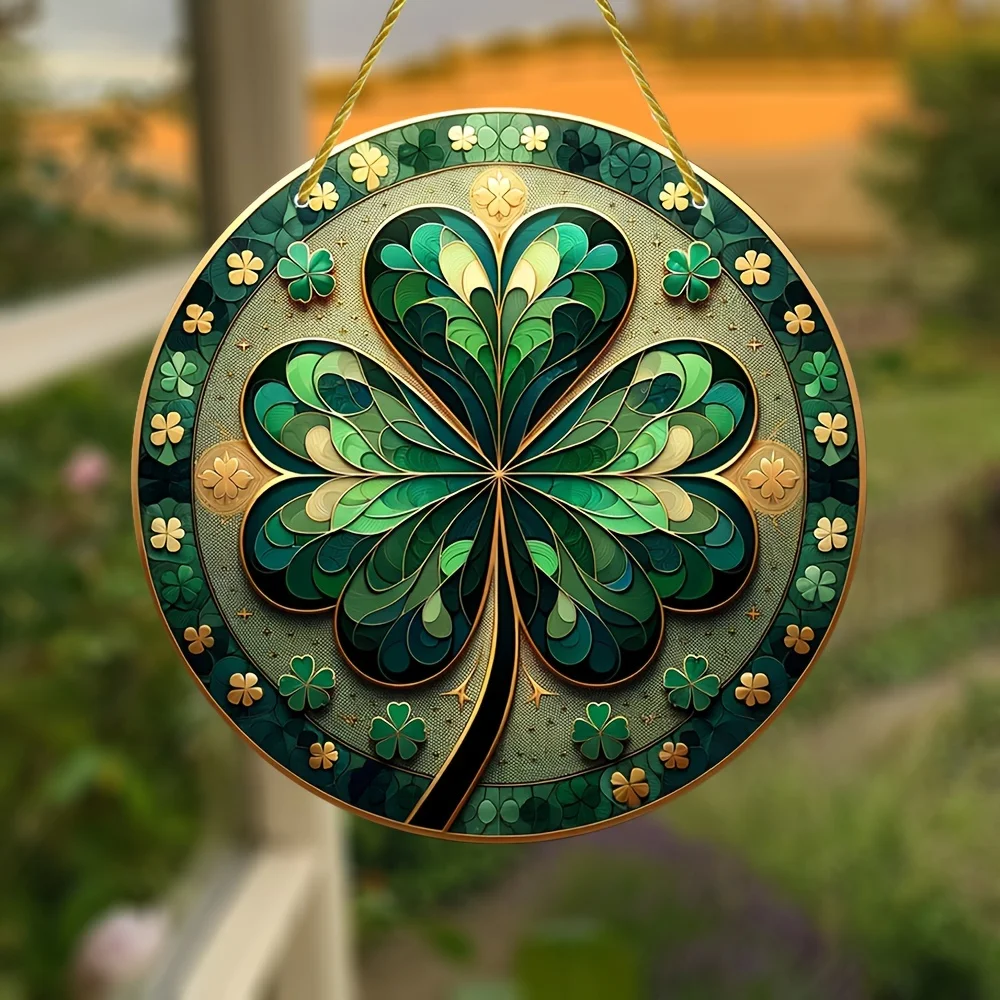 St. Patrick's Day Sun Catchers-Lucky Coin&Celtic Knot Signs-Imitation 3D Stained Acrylic Window Decor-Gift for Mom&Friends