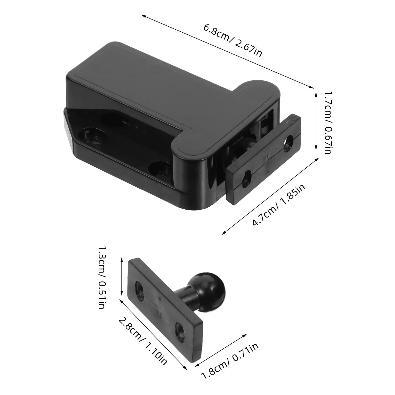 8Pcs Push to Open Cabinet Latch Plastic Self Locking Door Catch Automatic Rebound Safety Cabinet Locks Kitchen Wardrobe
