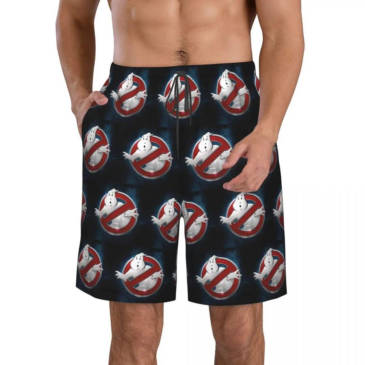 The GhostBusters Logo Pattern Trunks Beach Board Shorts Casual Quick Dry Swim Summer Men Pants