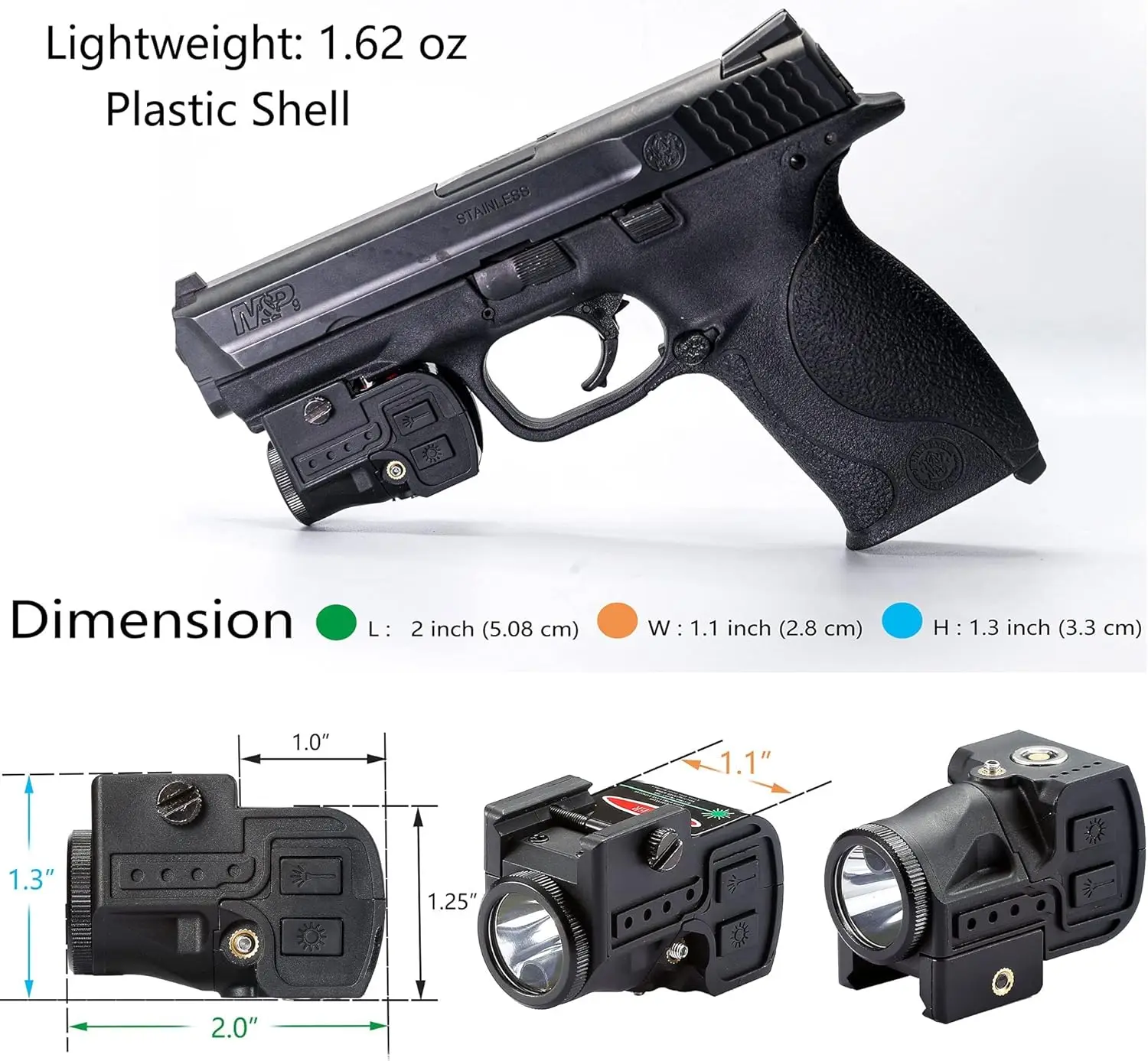 Pistol Airsoft Gun Lasers with Magnetic Charging and Strobe FunctionPistol Flashlight Laser with 20mm Picatinny rail