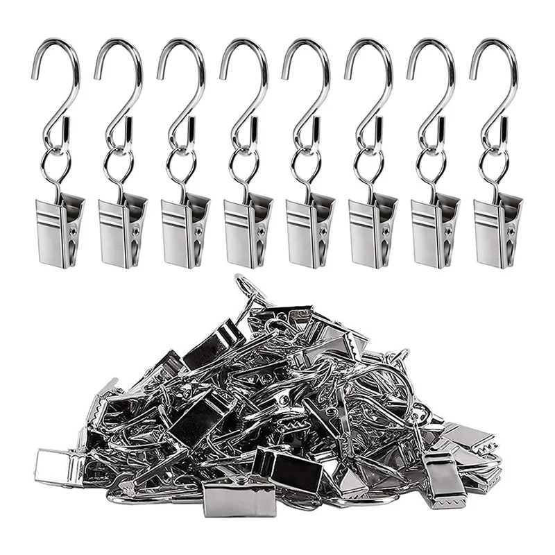 150 PCS Stainless Steel Curtain Clips with Hook for Curtain Photos Home Decoration Outdoor Party Wire Holder,A