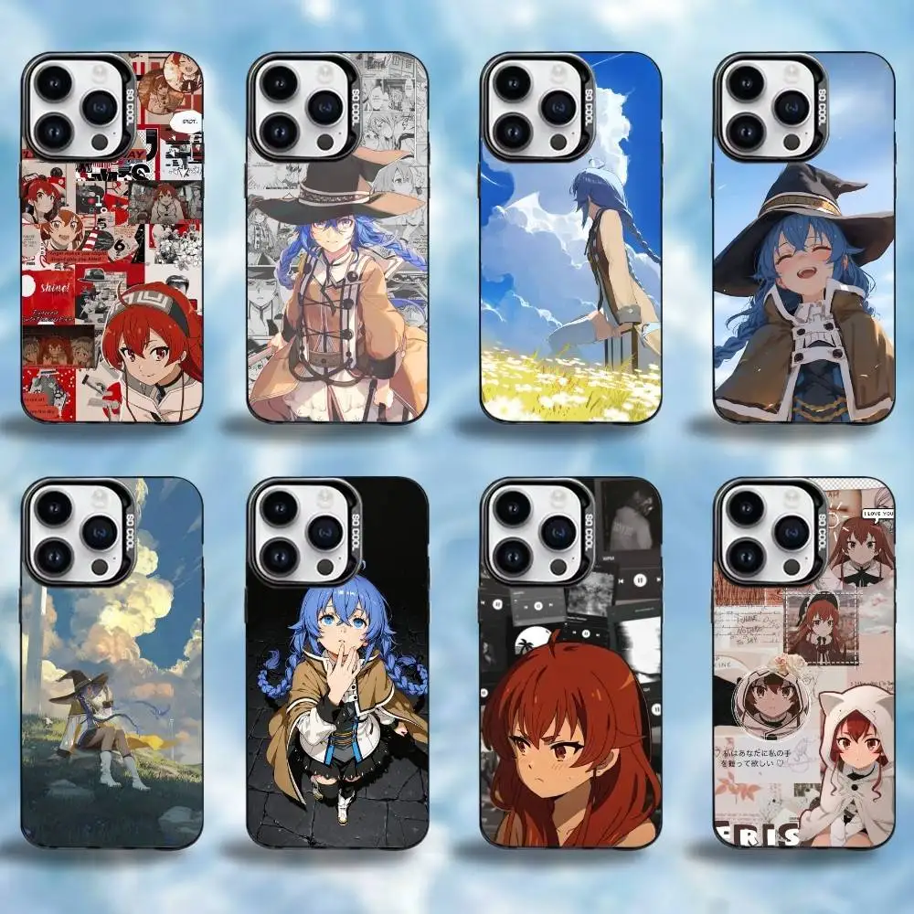 

Anime M-Mushoku T-Tensei Phone Case For iPhone17,16,15,14,13,12,11 Plus,Pro Max Black Border Silver Plated Cover