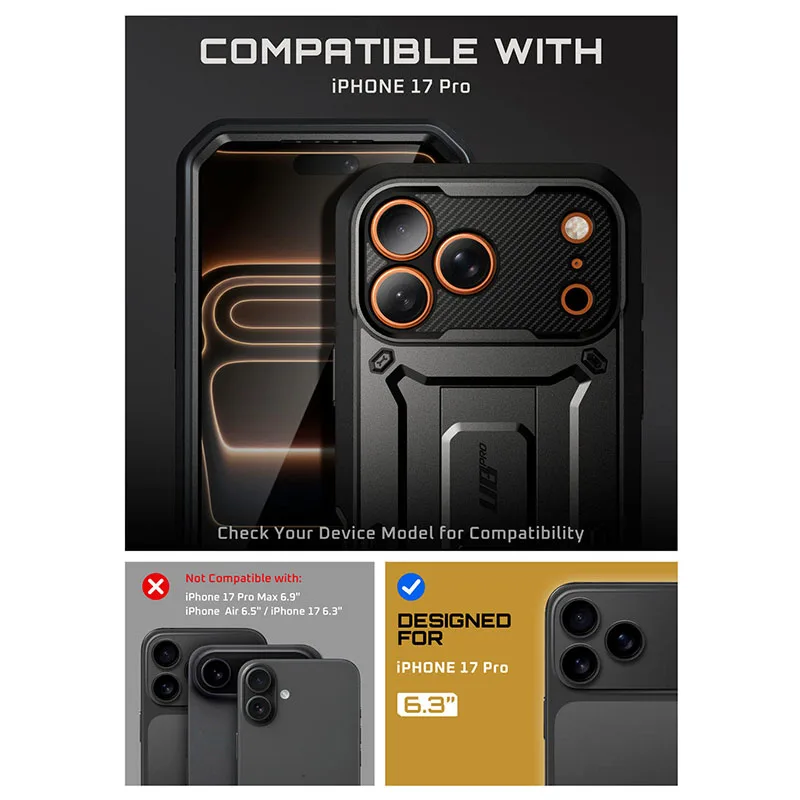 Etui SUPCASE For iPhone 17 Pro Case 6.3" (2025) UB Pro, wytrzymałe, pełne etui ochronne na telefon z wbudowaną osłoną ekranu — zdjęcie produktu 2