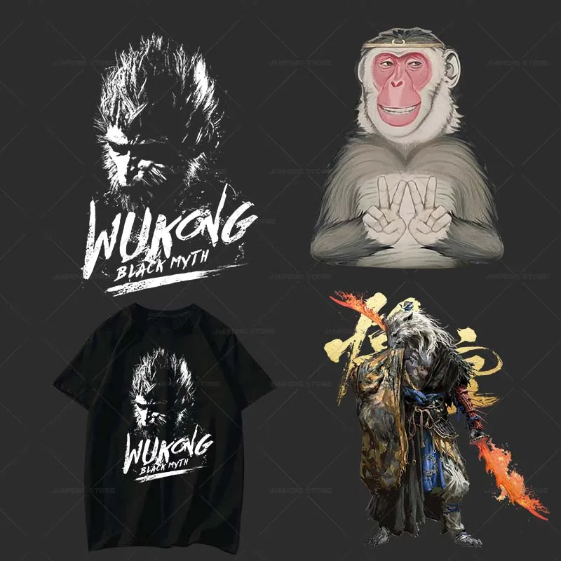 Black Myth: Wukong Patches Heat Transfer Vinyl Stickers Iron On Transfers For Clothes Cool Game Patches For T-shirt Applique DIY