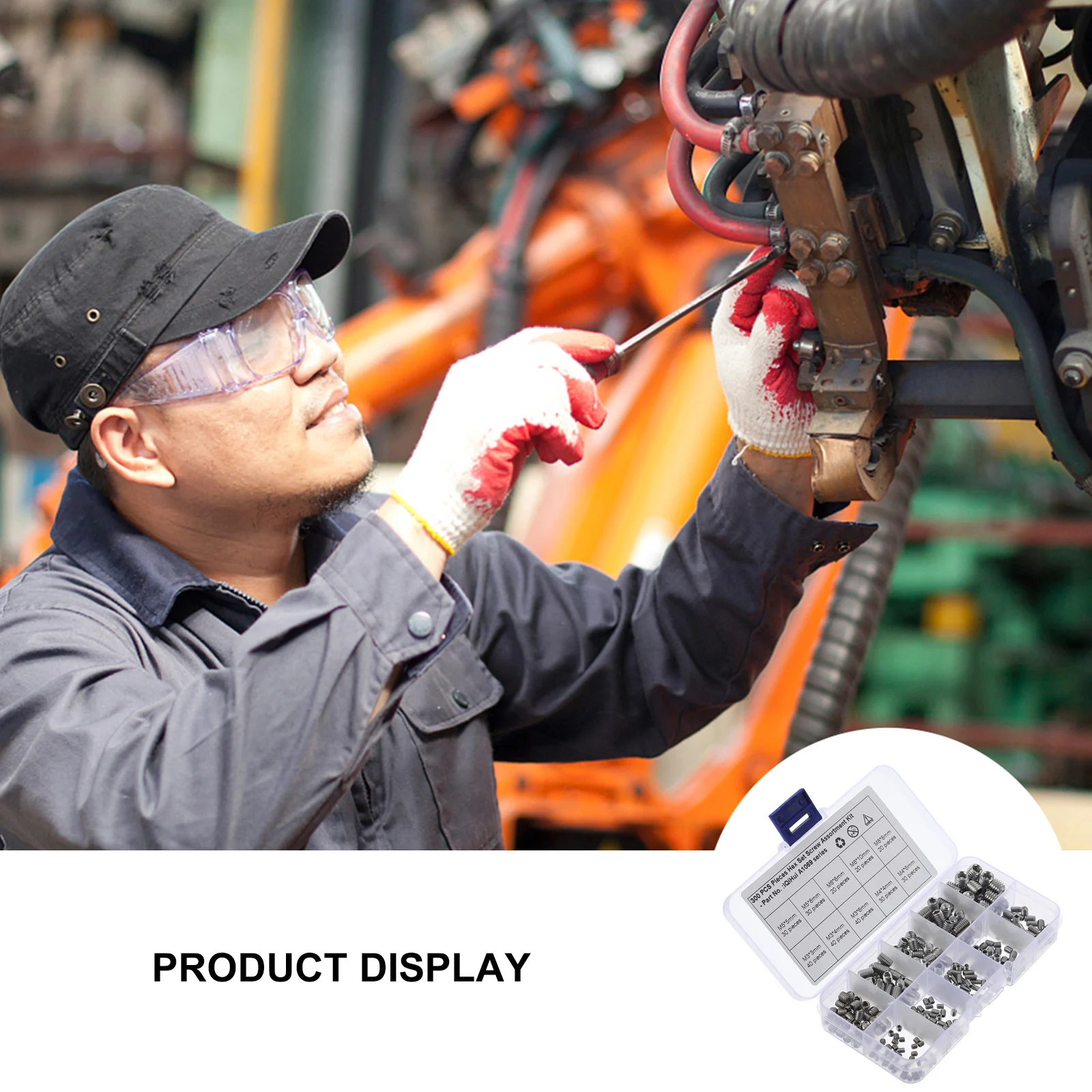 

300Pcs Stainless Steel Hexagonal Allen Head Cup Point Set Screw Kit Strong Internal Drive Screws Rust Resistant Hardware for Wet