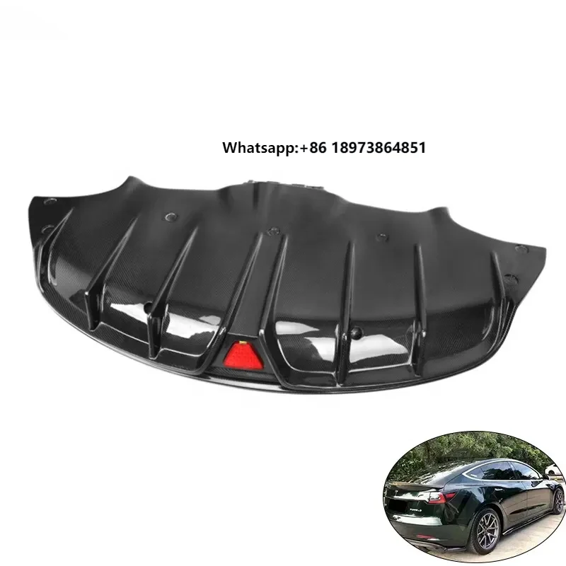

2017-2020 Car Exterior Parts Carbon Fiber Body Part Auto Rear Lip With LED Light for Model 3 Rear Diffuser