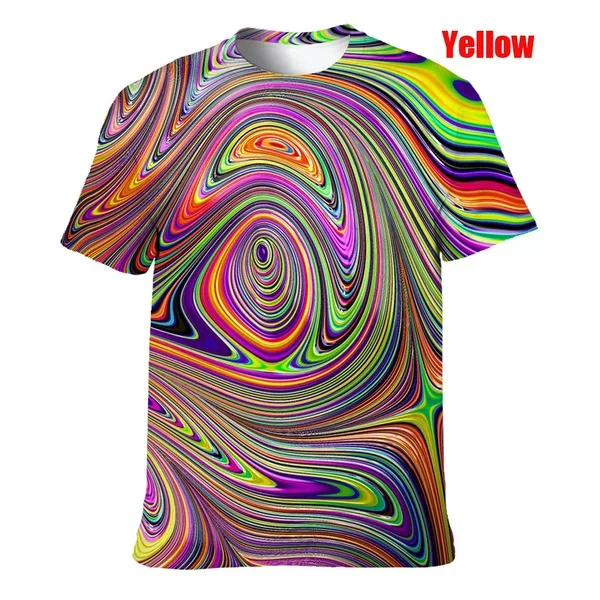 Summer Colorful T-Shirts Loose Comfortable Personality Short Sleeve for Men 3D Printed Neon Abstract Tee Shirt