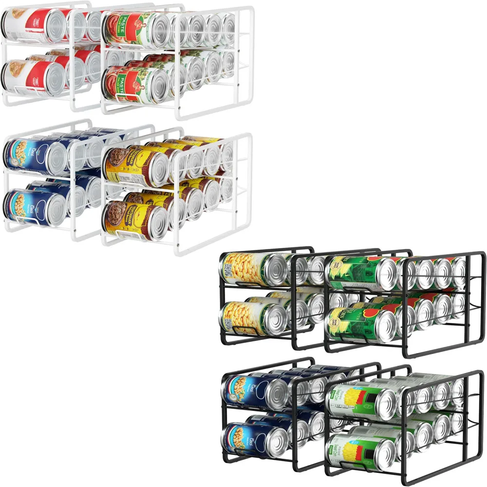 

Stackable can storage rack 4-piece refrigerator beverage storage rack cabinet can