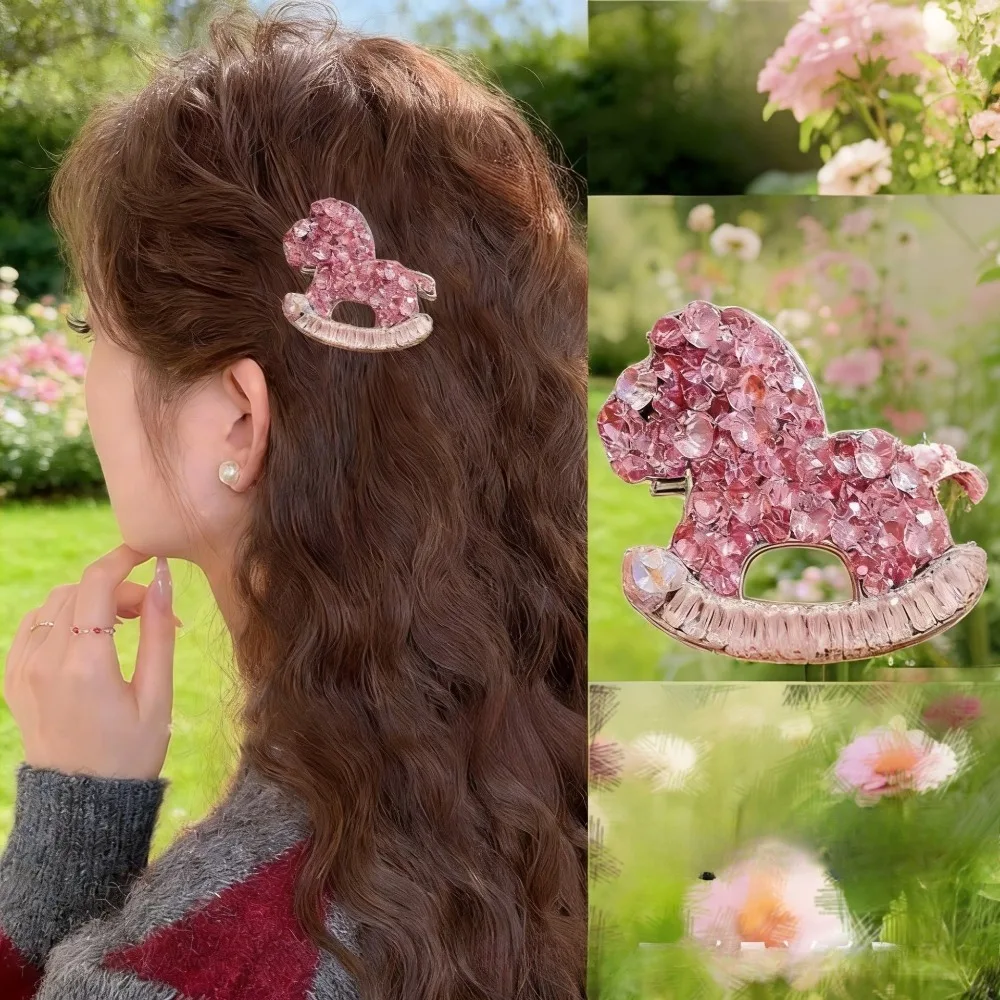 

Fashionable Pink Pony Hair Clip for Women Light Luxury High-end Elegant Sweet Temperament Side Hair Clip