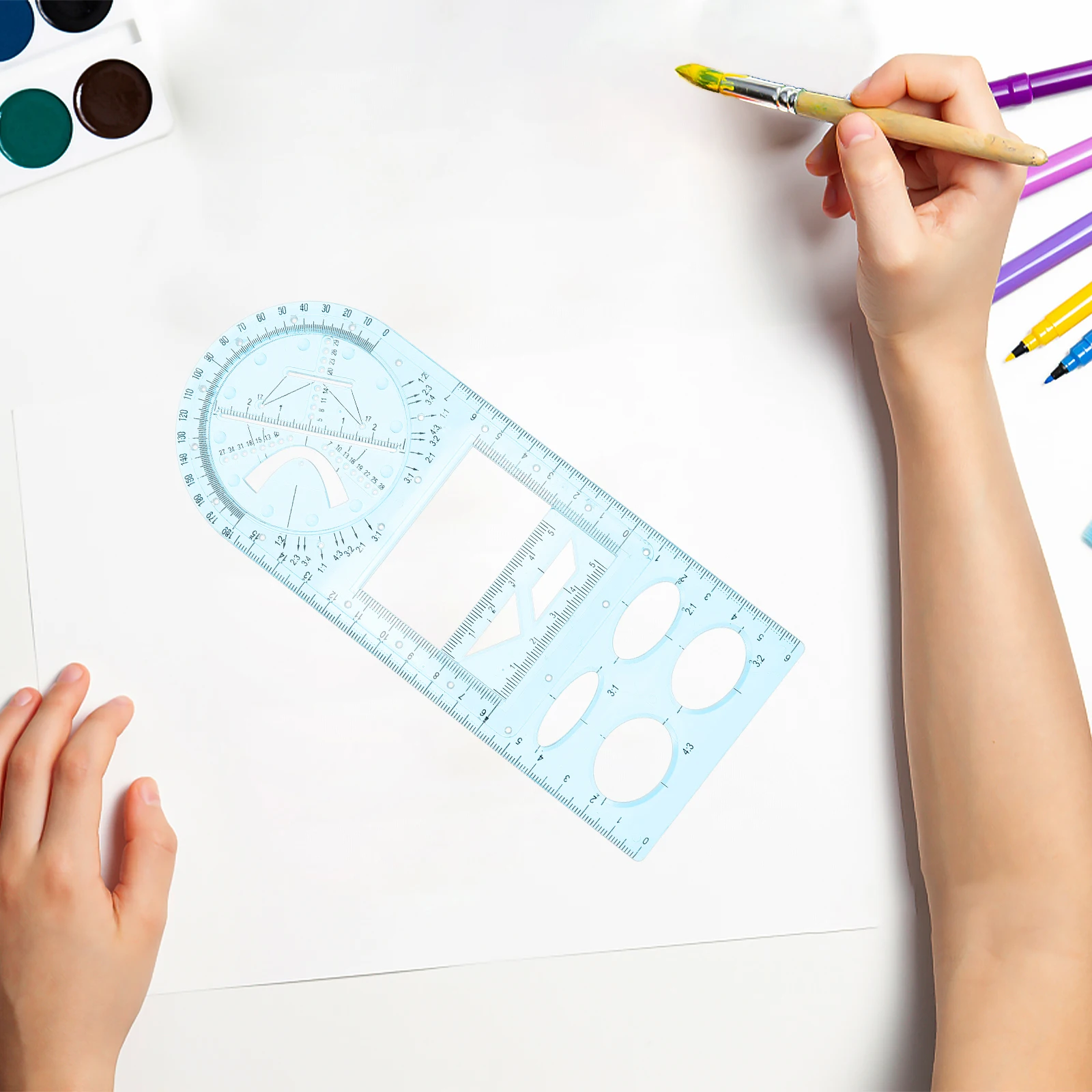 

Plastic Drawing Ruler Set Mathematics Rulers Draft Tool Geometric Template Supplies Lightweight School Students Art