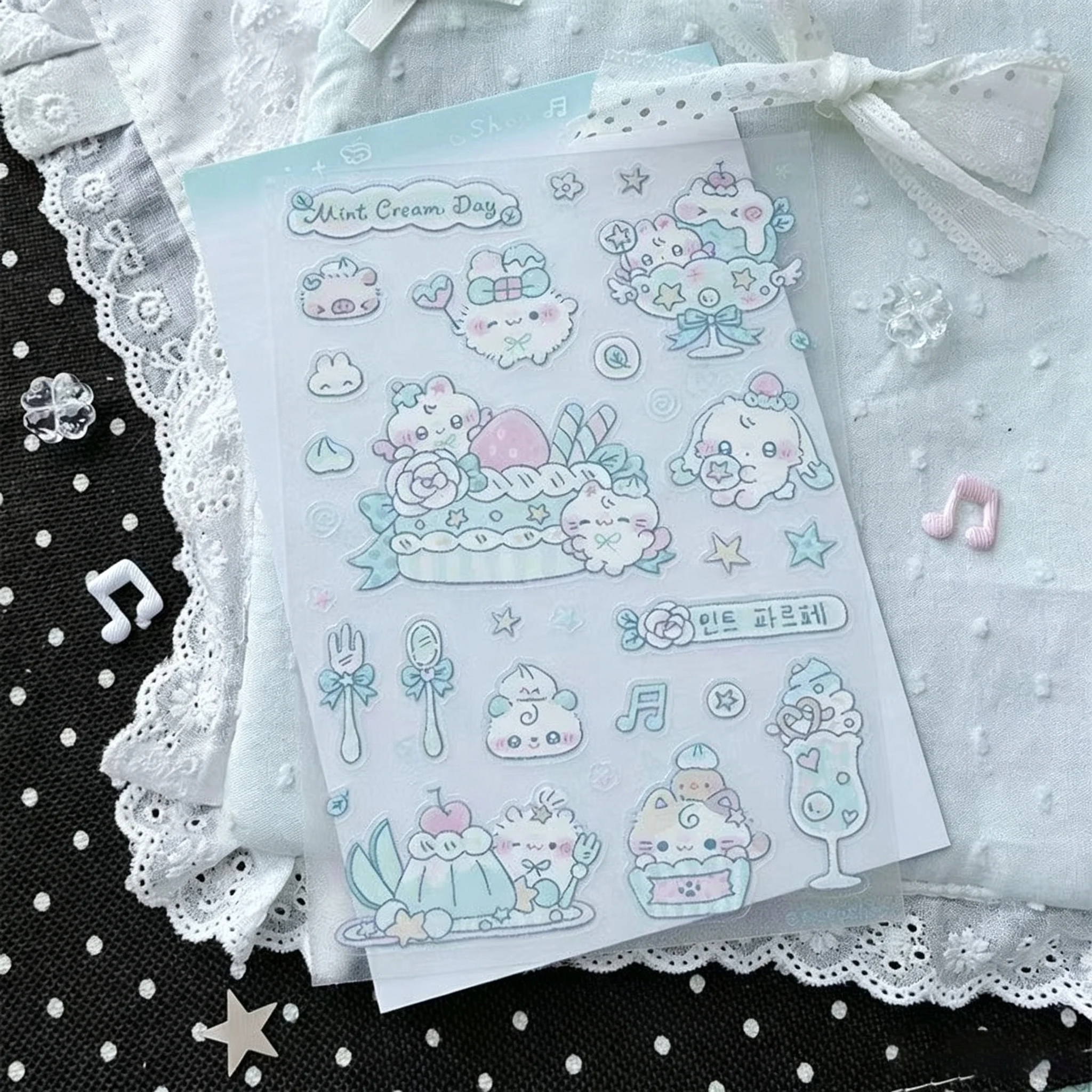 Korean-style Cute Soft Adorable Dessert Stickers Nail Stickers Flat High-appearance-value Planner Decoration Stickers Cute Gift