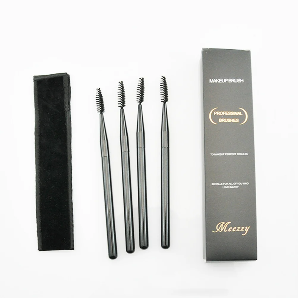 4Pcs Eyelash Brushes Micro Lash Combs for Eyebrow and Mascara Application Portable Storage Pouch Lightweight Easy to Use Natural