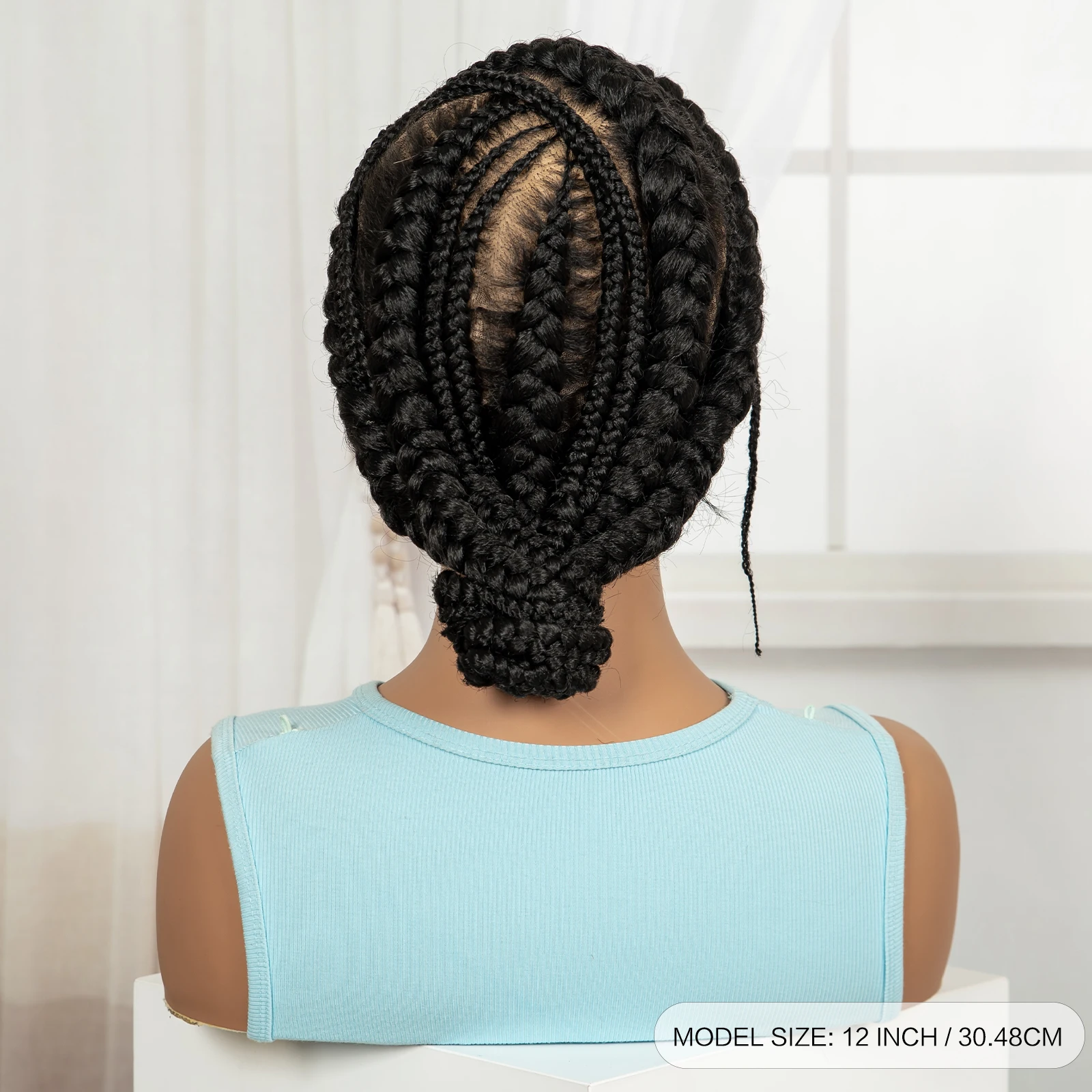 Full Lace Cornrow Braided Wigs Synthetic Handmade Bantu Braided Lace Wigs Natural Box Braids Wigs with Baby Hair for Black Women