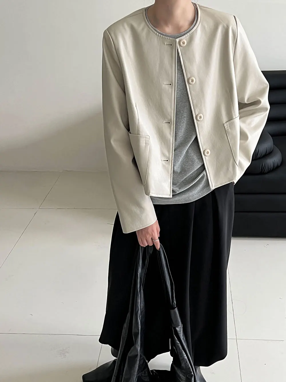 Modische einreihige kurze Lederjacke im koreanischen Stil für Damen, 25. Herbstneuheiten, klassische, vielseitige PU-Jacke