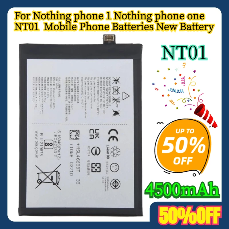 

For Nothing phone 1 Nothing phone one NT01 Mobile Phone Batteries New Battery 4500mAh NT01
