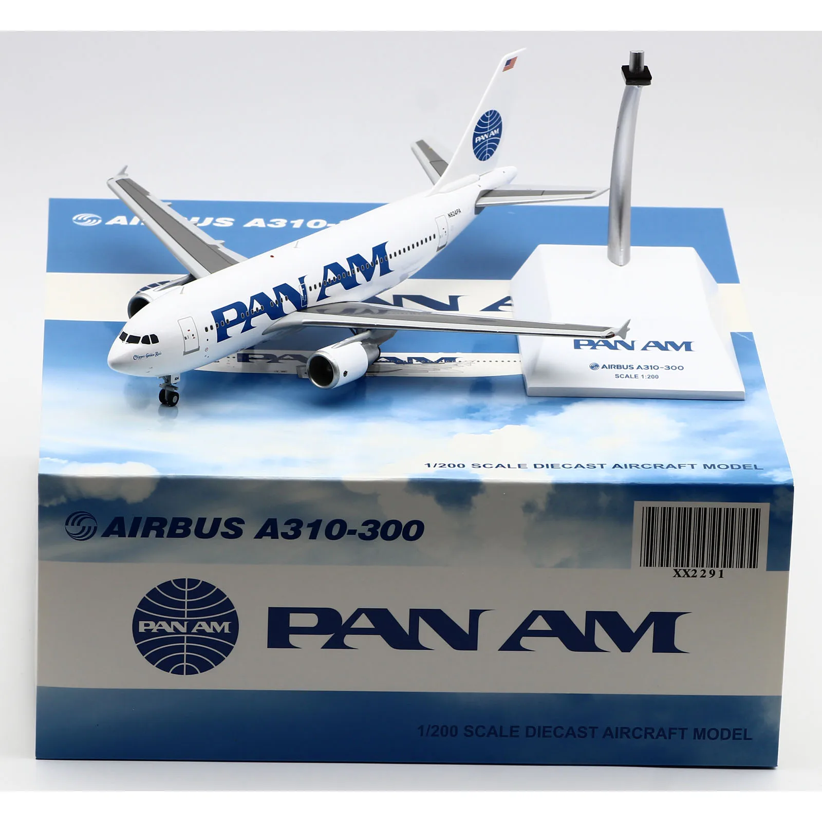 

XX2291 Alloy Collectible Plane Gift JC Wings 1:200 Pan Am Airbus A310-300 Diecast Aircraft Jet Model N824PA With Stand