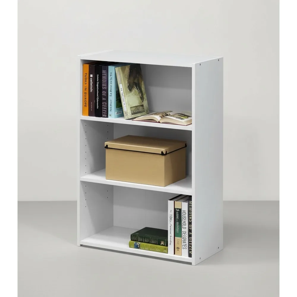 رف كتب حديث من 3 طبقات مع ظهر مغلق، 11.6 × 24.5 × 35.3 بوصة، لتخزين غرفة المعيشة وغرفة النوم والمكتب المنزلي