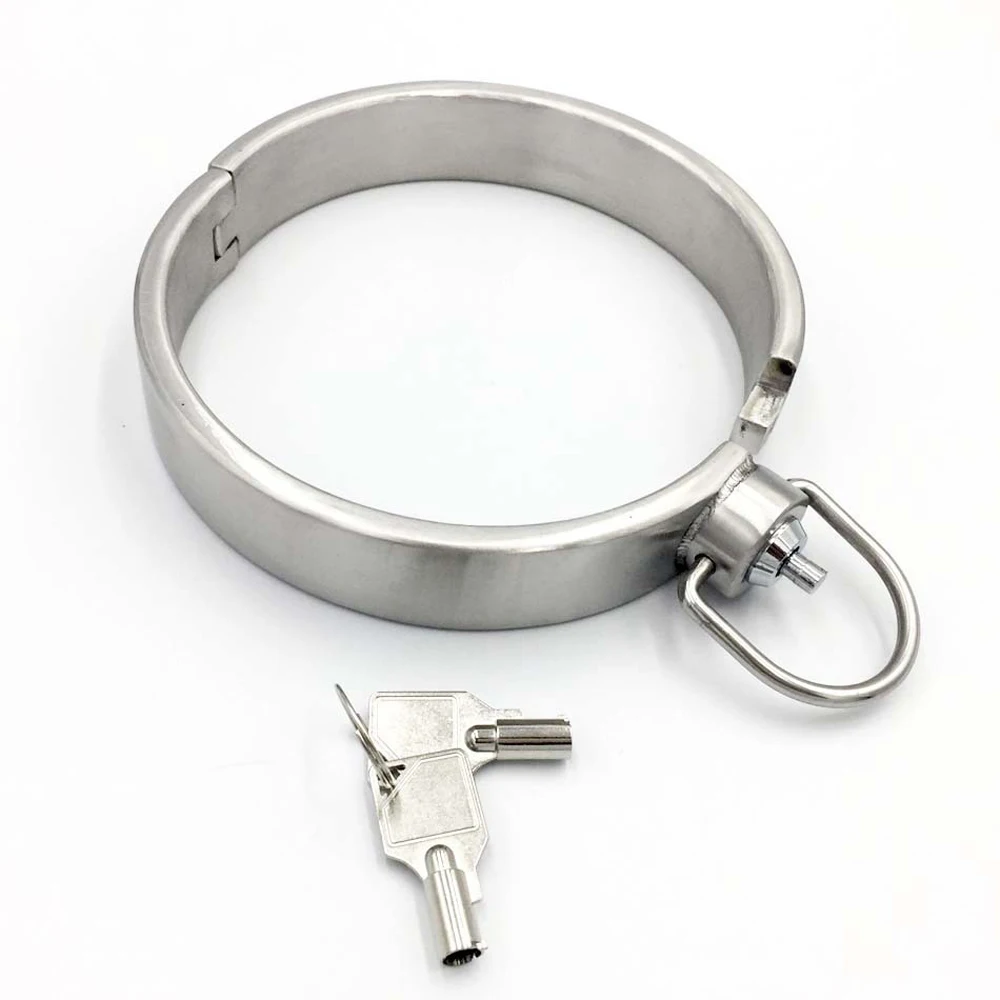 Stainless Steel Bondage Handcuffs Shackles Neck Collar Lock BDSM Adult Game Sex Toys for Men Women Couple
