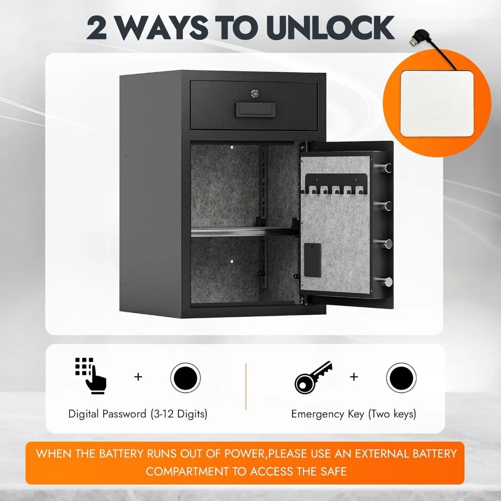 Grote huisbeveiligingskluis met capaciteit van 5,1 Cu Ft, brandwerend en waterdicht, digitaal slot, verwijderbare plank, ideaal voor waardevolle spullen S
