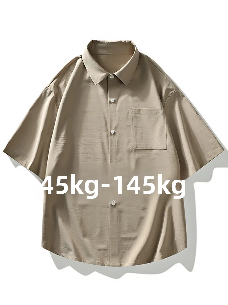 

Мужская рубашка больших размеров с коротким рукавом, летняя, тонкая, из ледяного шелка, повседневная, свободного кроя, из полиэфирного волокна, модный городской стиль, охлаждающая, приятная на ощупь