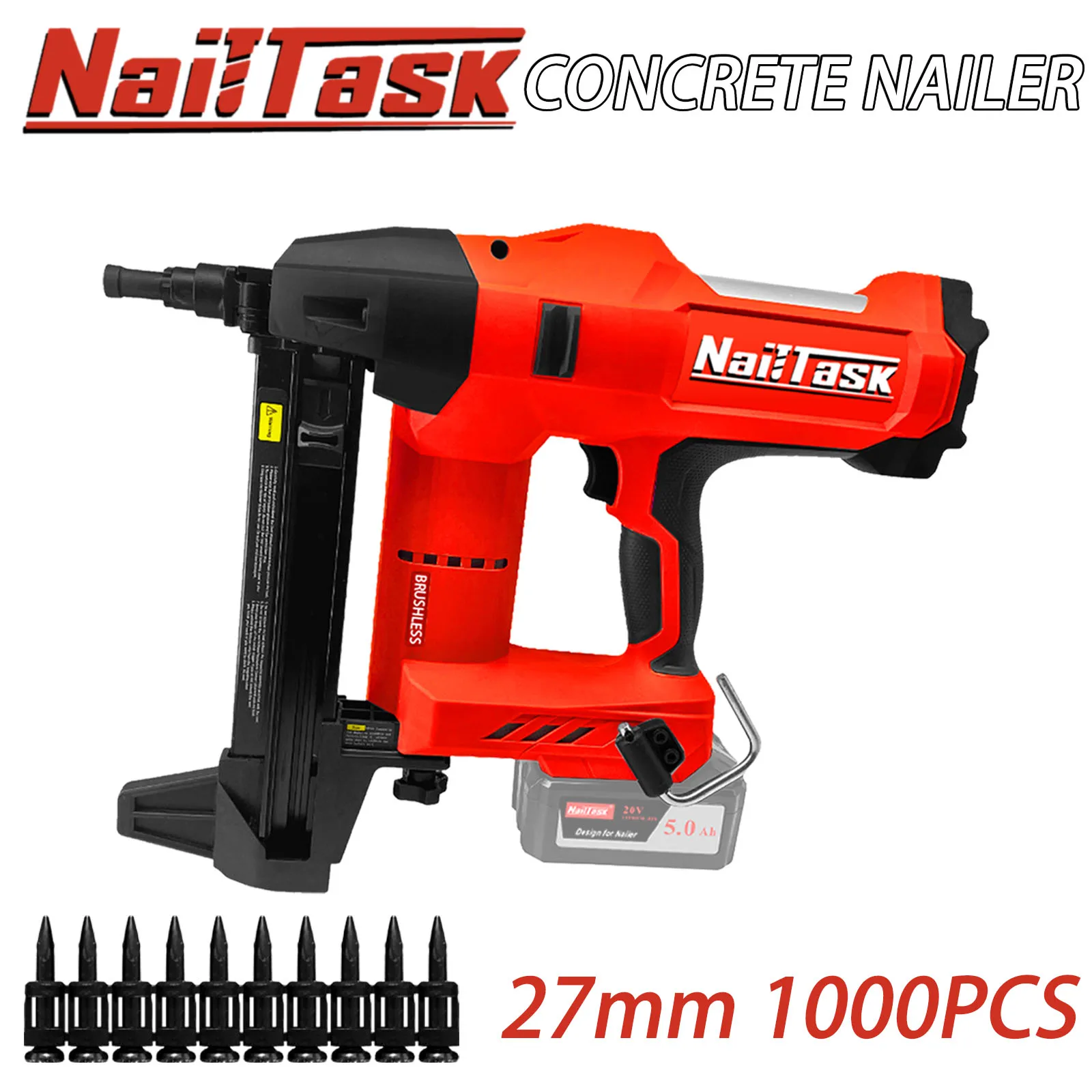 NailTask اللاسلكي مسمار خرسانة كهربائية مع 27 مللي متر الأظافر الثقيلة 20 فولت قوة دبوس بائع المسامير عدة آلة السحابة متعددة الأغراض